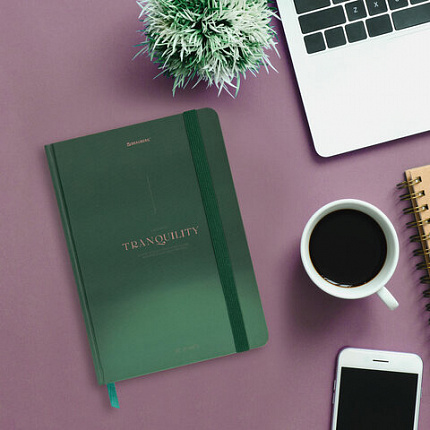 Блокнот с резинкой в клетку 96 л., А5 145х203 мм, твердая обложка, BRAUBERG, "Peaceful", 116326