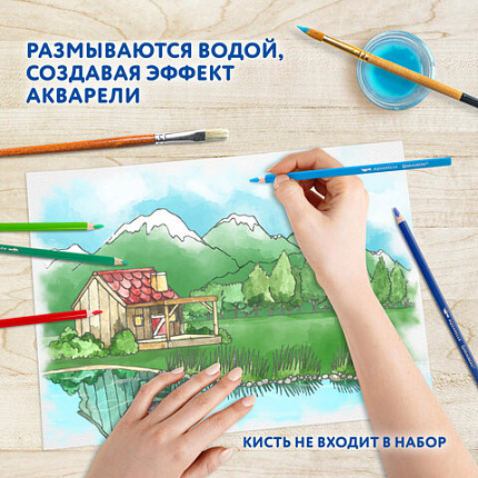 Карандаши цветные акварельные BRAUBERG PREMIUM AQUARELLE 36 цветов в тубе, трёхгранные, мягкие, 181933