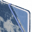Блокнот А5 135x210 мм BRAUBERG "Denim", ткань/экокожа, резинка, держатель, 80 л., клетка, голубой, 117138