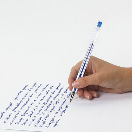 Ручка гелевая BRAUBERG "EXTRA", СИНЯЯ, корпус прозрачный, узел 0,5 мм, линия 0,35 мм, 143902