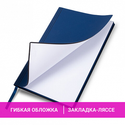 Блокнот А5 138x213 мм, BRAUBERG "Personal", под кожу, 80 листов, клетка, синий, 116613