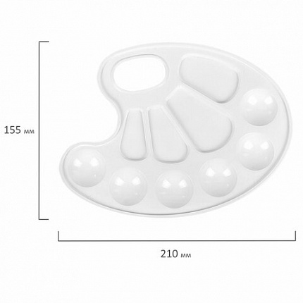 Палитра для рисования ПИФАГОР "ЭНИКИ-БЕНИКИ", белая, овальная, 10 ячеек (6 ячеек для красок и 4 для смешивания), 192352