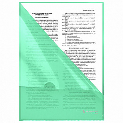 Папка-уголок жесткая, непрозрачная, А4, цвет мятный, 0,15 мм, BRAUBERG PASTEL, 272892