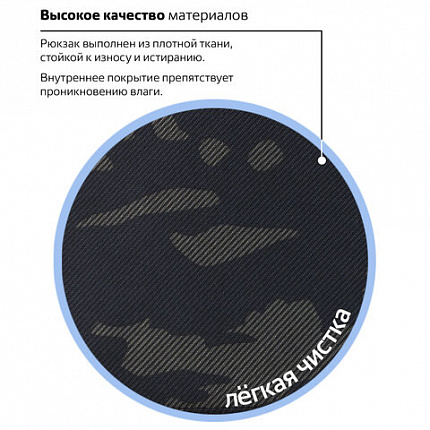 Рюкзак BRAUBERG СИТИ-ФОРМАТ универсальный, "Black camouflage", черный, 41х32х14 см, 225367