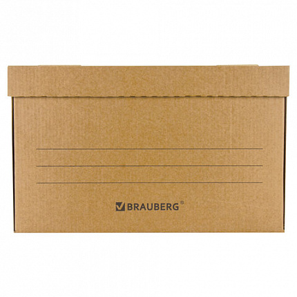 Короб архивный "Делопроизводство" (325х480х295 мм), с крышкой, гофрокартон, BRAUBERG, 126523