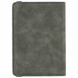 Обложка для паспорта и документов с защитой от считывания, 9 карманов, резинка, экокожа, серая, BRAUBERG, 238749