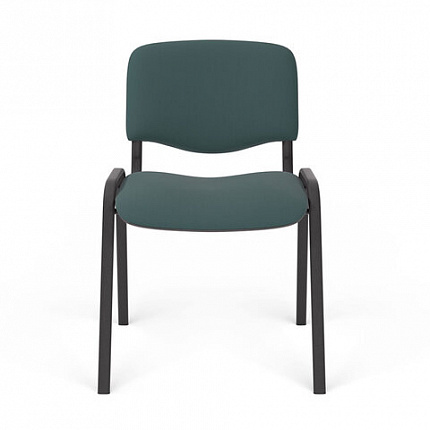 Стул для персонала и посетителей "ИЗО", черный каркас, ткань черно-зеленая, В-21/С-33