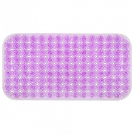 Коврик для ванны противоскользящий 71х38 см, массажный, "Цветы", прозрачно-фиолетовый, ПВХ, PRIMILA (ПРИМИЛА), 700373