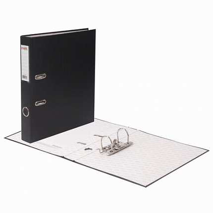 Папка-регистратор STAFF "Manager" с покрытием из ПВХ, 50 мм, без уголка, черная, 225186