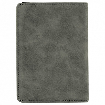 Обложка для паспорта и документов с защитой от считывания, 9 карманов, резинка, экокожа, серая, BRAUBERG, 238749