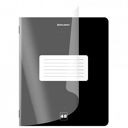 Тетрадь пластиковая обложка (прозрачная) А5, 48 листов, скоба, клетка, BRAUBERG "Smart Cover", ЧЕРНАЯ, 405040