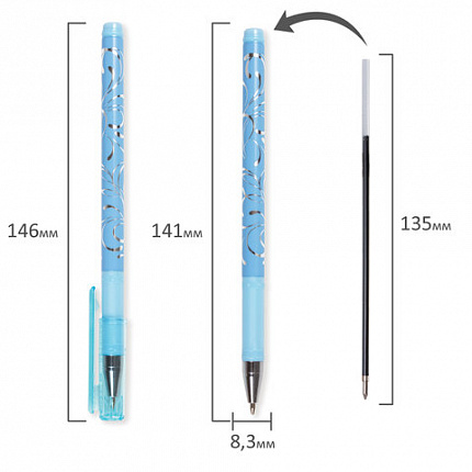 Ручка шариковая BRAUBERG "Flowertime", СИНЯЯ, корпус ассорти, узел 0,7 мм, линия письма 0,35 мм, 141539