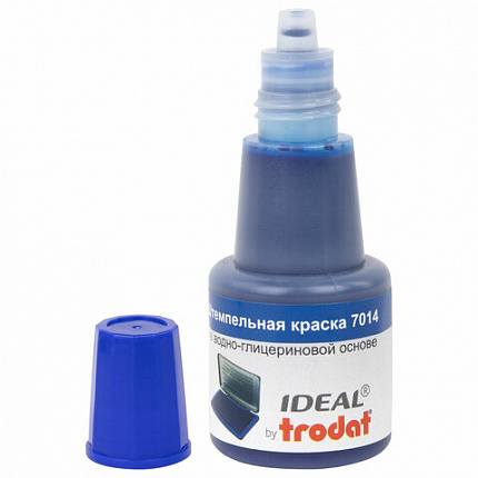 Краска штемпельная TRODAT IDEAL 7014 синяя 24 мл, на водно-глицериновой основе, 206916