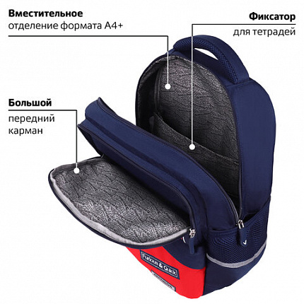 Рюкзак BRAUBERG STAR, 1 отделение, 5 карманов, "White eagle", синий, 40x29x13 см, 271427