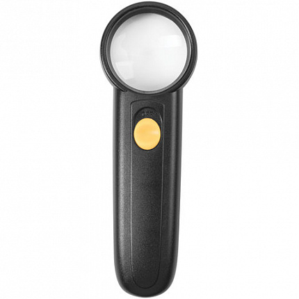 Лупа просмотровая BRAUBERG, С ПОДСВЕТКОЙ, диаметр 37 мм, увеличение 8, корпус черный, 454127