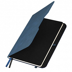 Ежедневник датированный 2026, А5, 151х213 мм, BRAUBERG "Note", под кожу, держатель для ручки, синий, 117517