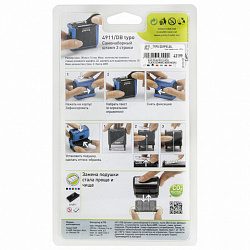 Штамп самонаборный 3-строчный, оттиск 38х14 мм, синий без рамки, TRODAT 4911 P4, КАССА В КОМПЛЕКТЕ, 43199