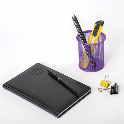 Подставка-органайзер BRAUBERG "Germanium", металлическая, круглое основание, 100х89 мм, фиолетовая, 231981