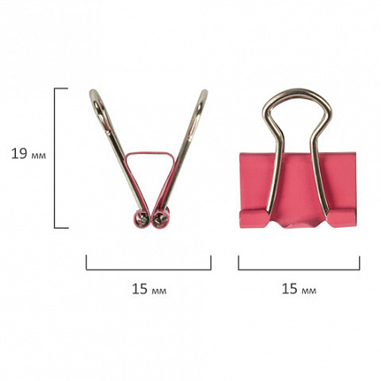 Зажимы для бумаг STAFF "Profit", КОМПЛЕКТ 12 шт., 15 мм, на 45 листов, цветные, картонная коробка, 229050