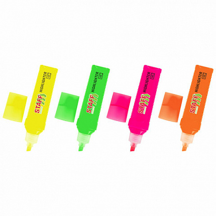 Набор текстовыделителей 4 НЕОНОВЫХ ЦВЕТА, STAFF "EVERYDAY HL-707", линия 1-5 мм, скошенный наконечник, 152548