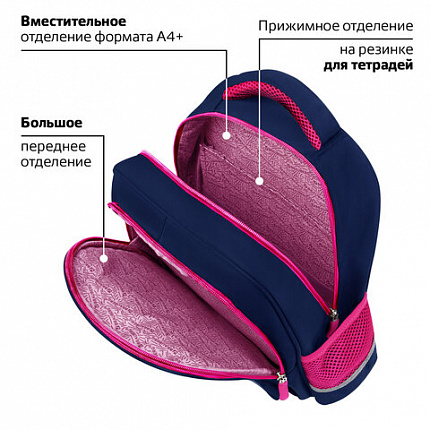 Рюкзак BRAUBERG SNAP, 2 отделения, 3 кармана, "Elegant bow", 39х28х16 см, 273129