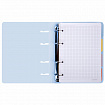 Тетрадь на кольцах А5 175х220 мм, 120 л., пластик с блестками, с резинкой и разделителями, BRAUBERG, Голубой, 404633