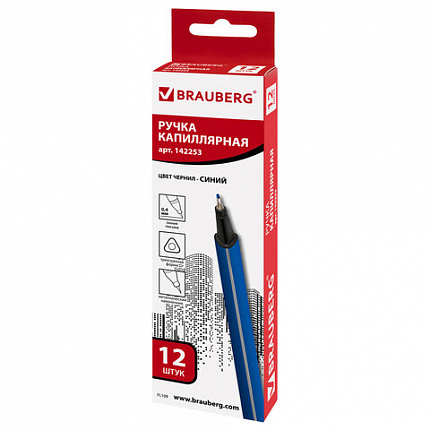 Ручка капиллярная (линер) BRAUBERG "Aero", СИНЯЯ, трехгранная, металлический наконечник, линия письма 0,4 мм, 142253