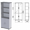 Шкаф закрытый со стеклом "Монолит", 740х390х2050 мм, цвет серый (КОМПЛЕКТ)