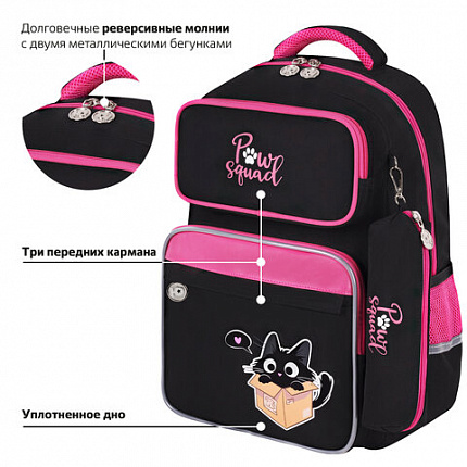 Рюкзак ЮНЛАНДИЯ COMPLETE с пеналом в комплекте, эрго-спинка, "Box cat", 42х29х14 см, 273120