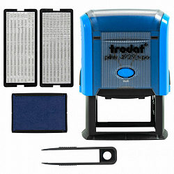 Штамп самонаборный 6-строчный, оттиск 50х30 мм, синий без рамки, TRODAT 4929 P3, КАССЫ В КОМПЛЕКТЕ, 53408