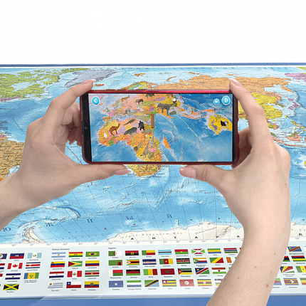 Карта мира политическая 157х107 см, 1:21,5М, с ламинацией, интерактивная, в тубусе, BRAUBERG, 112390