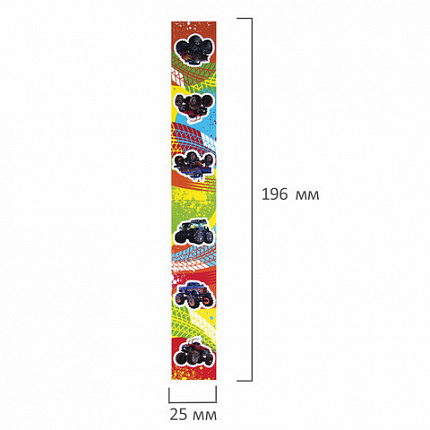 Закладки для книг с магнитом "МОНСТР-ТРАК", набор 6 шт., блестки, 25x196 мм, ЮНЛАНДИЯ, 111636