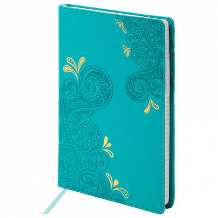 Блокнот А5 (148х218 мм), BRAUBERG "Orient", 128 л., кожзаменитель с тиснением, клетка, ассорти, 125236