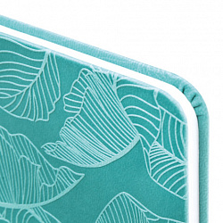 Еженедельник датированный 2026 МАЛЫЙ ФОРМАТ 95х155 мм, А6, BRAUBERG "Foliage", под кожу, бирюза, 117197