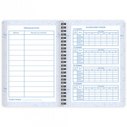 Дневник для музыкальной школы 48 листов, гребень, пластиковая обложка, картон, BRAUBERG, "МИКС", 107519