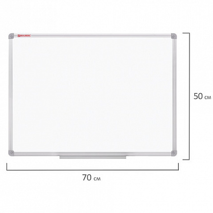 Доска магнитно-маркерная 70х50 см, алюминиевая рамка, ГАРАНТИЯ 10 ЛЕТ, РОССИЯ, BRAUBERG, 238185