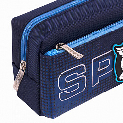 Пенал мягкий ЮНЛАНДИЯ, 2 отделения, полиэстер, "Super", синий, 21х6х9 см, 270277