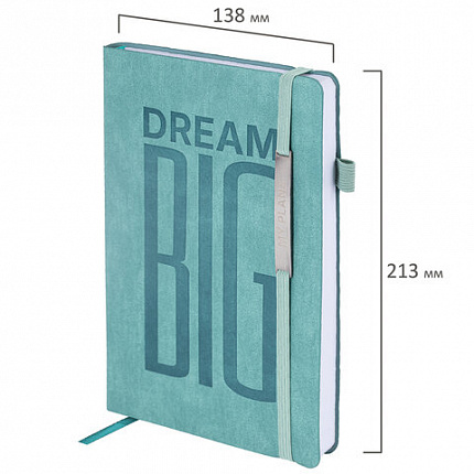 Ежедневник недатированный А5 138х213мм BRAUBERG "BeStyle", под кожу, резинка, держатель, 160л, сине-зеленый, 116218
