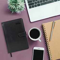 Ежедневник датированный 2026 А5 148х218 мм, GALANT "Ritter", под кожу, черный, 117491