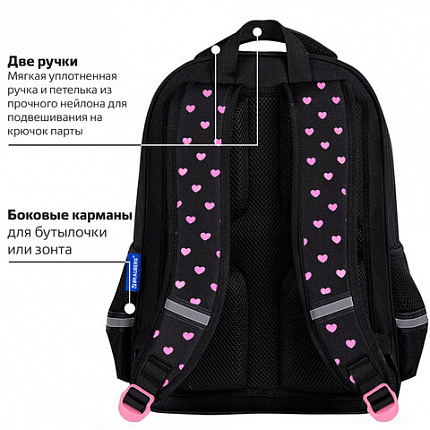 Рюкзак BRAUBERG SOFT, 2 отделения, 3 кармана, "Cool cat", СВЕТЯЩИЙСЯ, 40х31х15 см, 273118