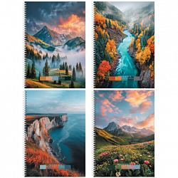 Тетрадь А4 96 л. STAFF "College" гребень, клетка, офсет №2 ЭКОНОМ, обложка картон, ПРИРОДА, 405619