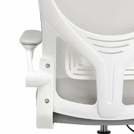 Кресло CROMEX (КРОМЕКС) "Dynamic CH-699", откидные подлокотники, пластик белый, сетка/ткань TW, серое, 533070