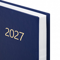 Ежедневник датированный 2027 145х215 мм, А5, STAFF, обложка бумвинил, синий, 117816