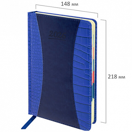 Ежедневник датированный 2026 А5 148х218 мм, GALANT "CombiContract", под кожу, темно-синий, 117486