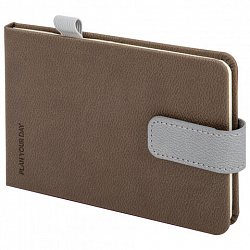 Еженедельник недатированный МАЛЫЙ ФОРМАТ 105х158мм BRAUBERG "Modern" под кожу, застежка, 64 листа, коричневый, 118657