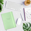 Ежедневник недатированный с резинкой А5 145х203 мм, BRAUBERG, твердый, 160 л., "Minimal", зеленый, 116303