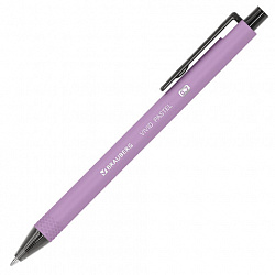 Ручка шариковая автоматическая BRAUBERG "VIVID PASTEL", корпус soft-touch, СИНЯЯ, пишущий узел 0,7 мм, линия письма 0,35 мм, 144404