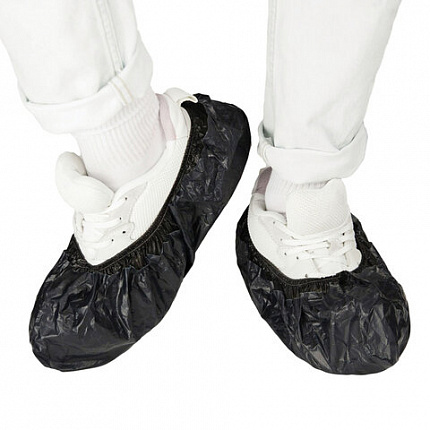 Бахилы двойные, КОМПЛЕКТ 500 шт. (250 пар), STRONG, 39х14 см, 100 мкм, 10 г, черные, ELEGREEN, ЭГЦЧ-100/Н20