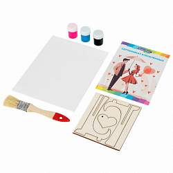 Набор отпечатки рук: холст 18х24 см, акрил 3 цвета, кисть + сертификат и подставка В ПОДАРОК! BRAUBERG HOBBY, 192527