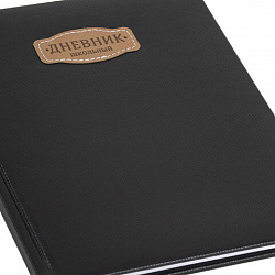Дневник 1-11 класс 48 л., кожзам (твердая с поролоном), нашивка, BRAUBERG IGUANA, черный, 107225